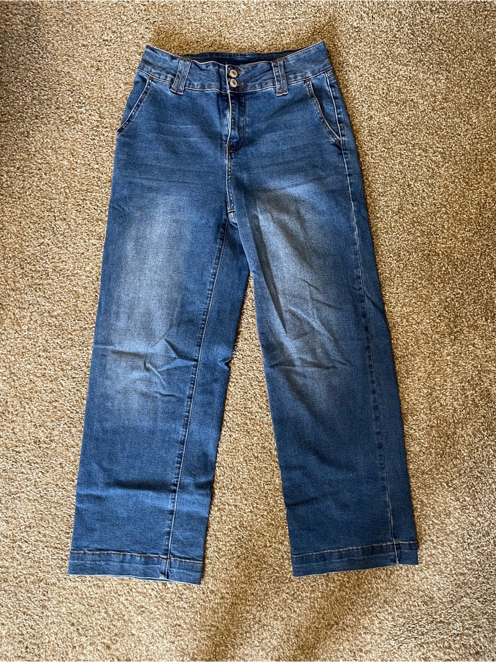 High-Rise Wide Leg Blue Jeans